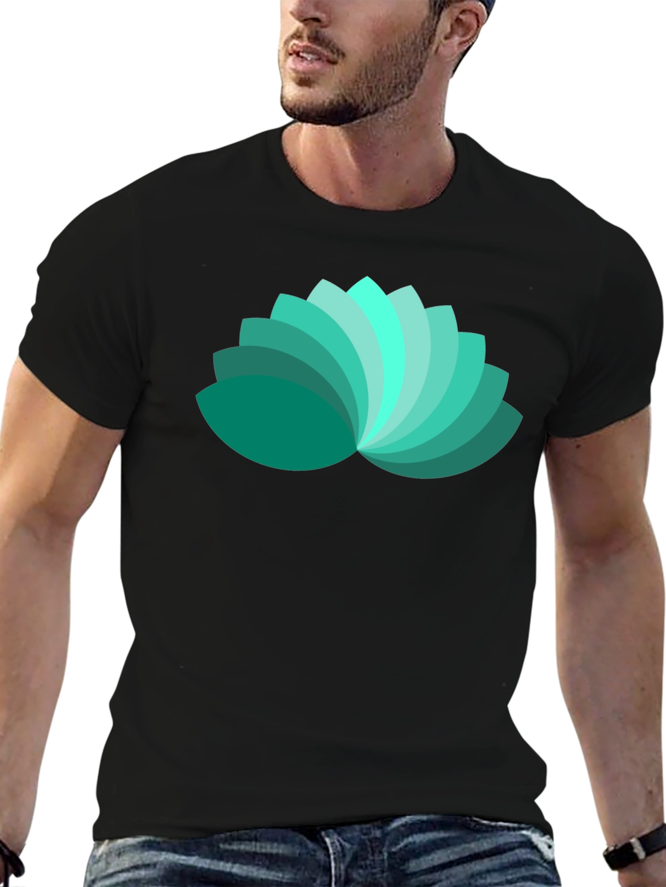 Lotus Petal Graphic Black T-Shirt