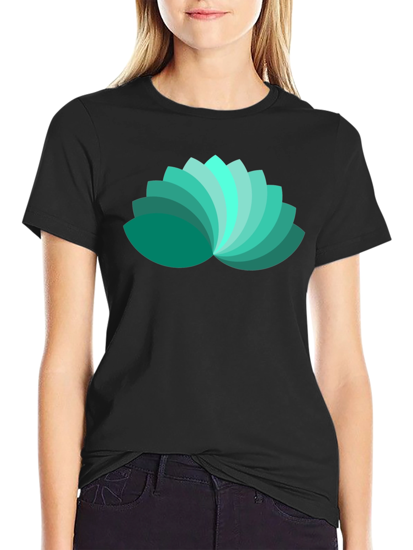 Lotus Petal Graphic Black T-Shirt