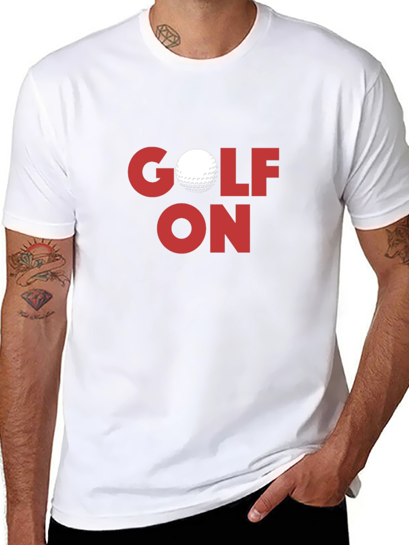 Golf On Graphic Tee - Black Cotton Blend T-Shirt