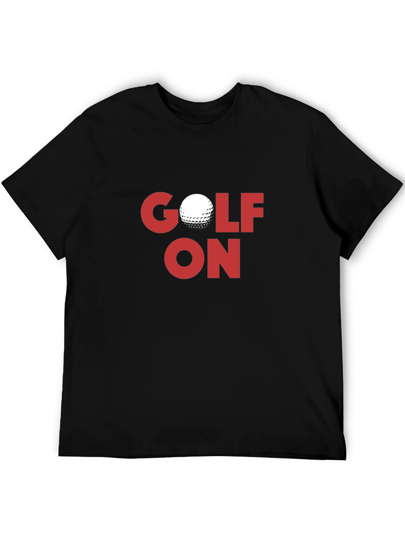 Golf On Graphic Tee - Black Cotton Blend T-Shirt