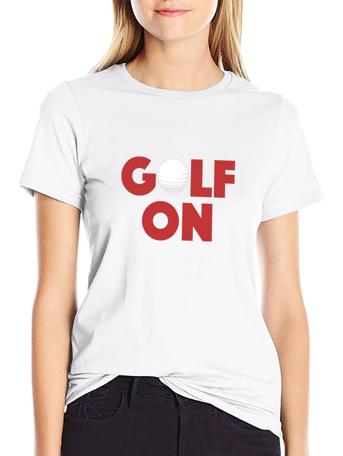 Golf On Graphic Tee - Black Cotton Blend T-Shirt