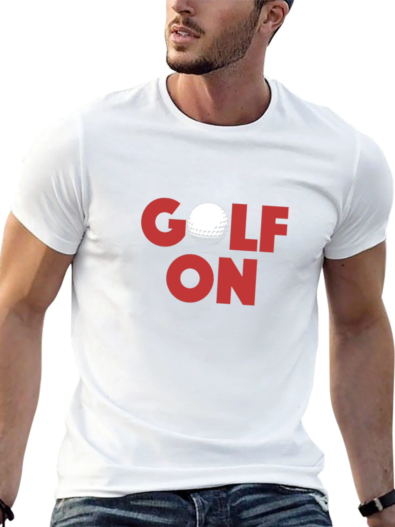 Golf On Graphic Tee - Black Cotton Blend T-Shirt
