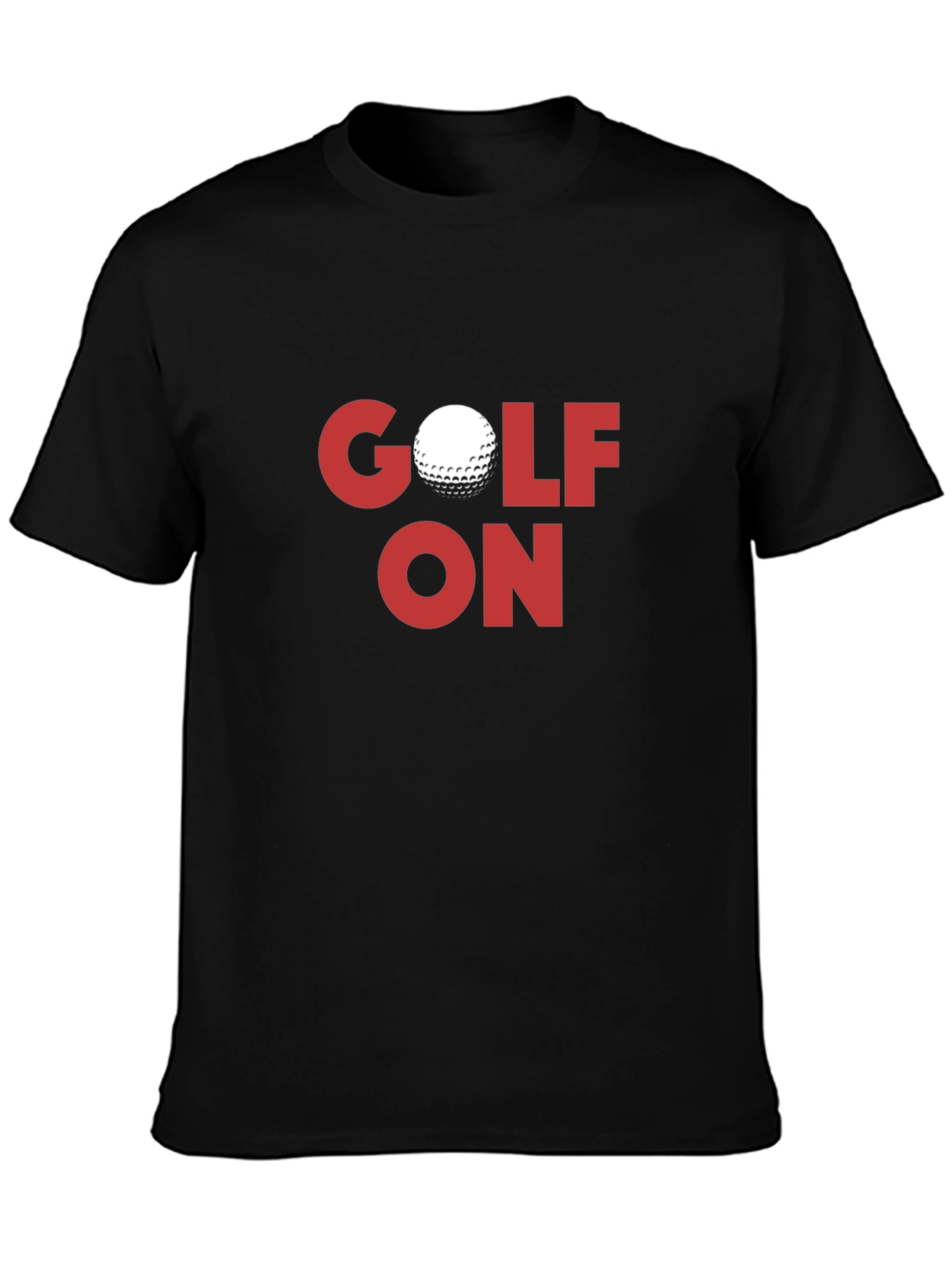 Golf On Graphic Tee - Black Cotton Blend T-Shirt