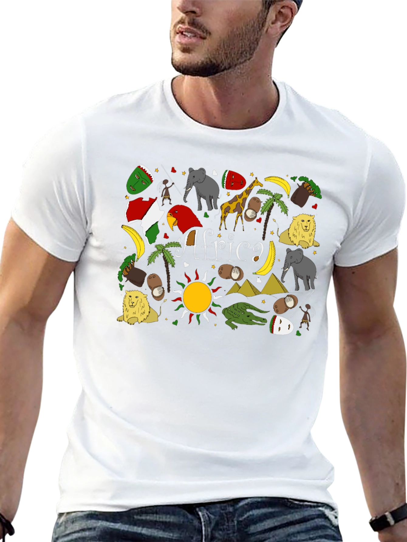Africa Graphic Print Tee - Novelty Mens T-Shirt