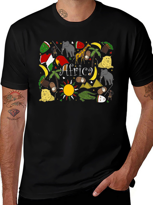 Africa Graphic Print Tee - Novelty Mens T-Shirt