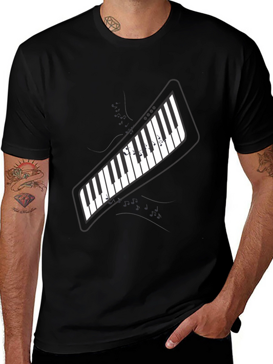 Piano Keys Graphic Print Black T-Shirt
