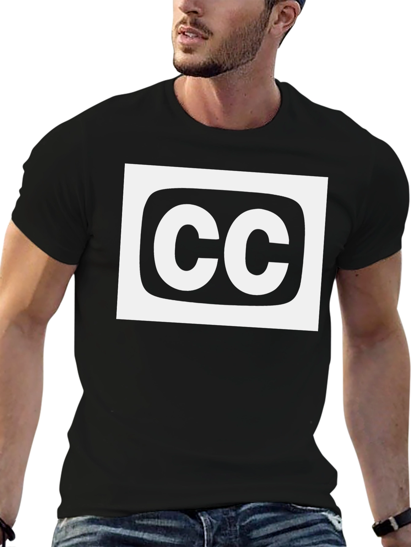 Closed Caption T-Shirt: Black Cotton White CC Logo
