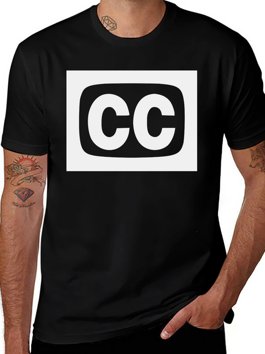 Closed Caption T-Shirt: Black Cotton White CC Logo