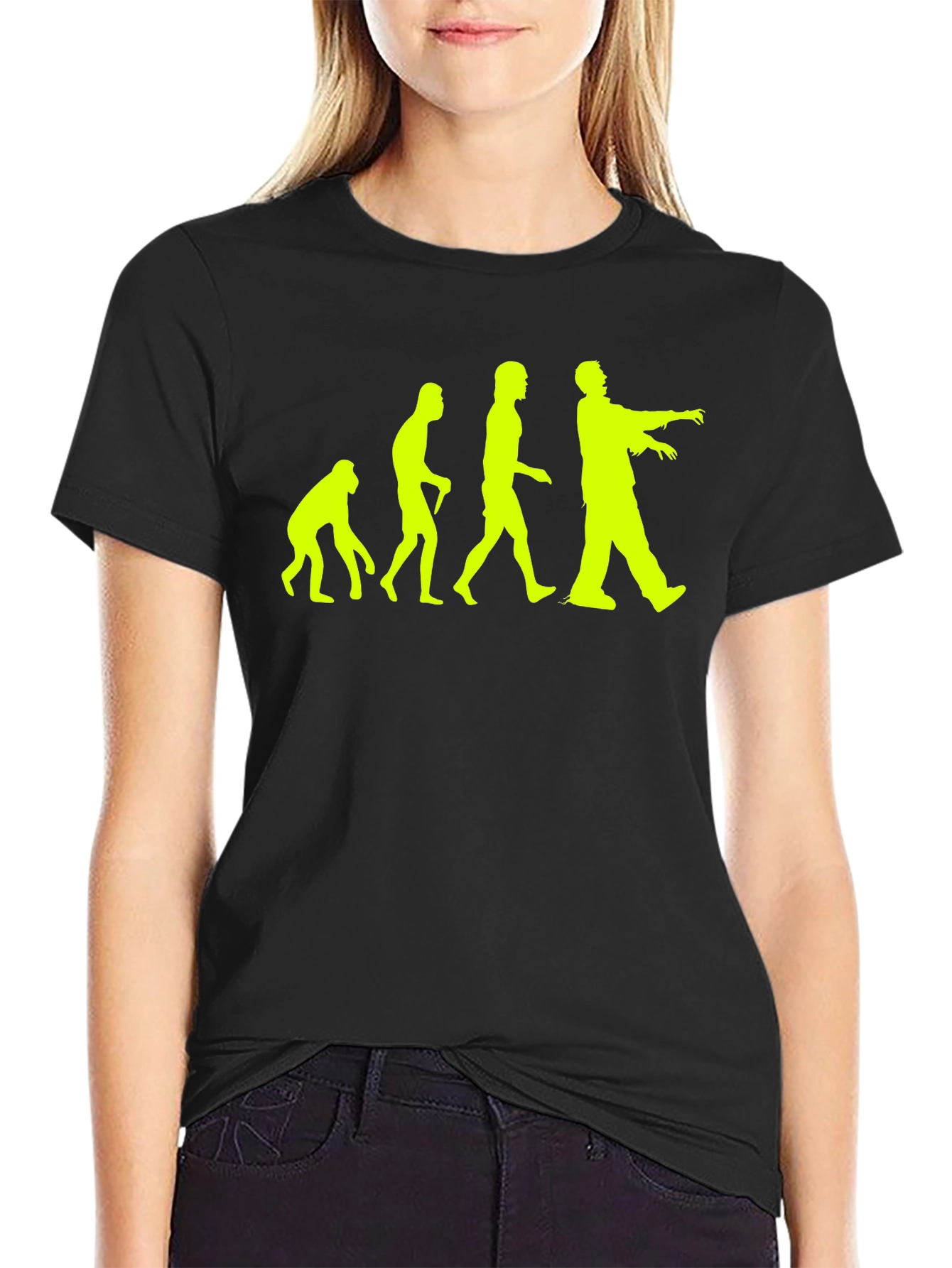 Zombie Evolution Graphic Tee - Black Cotton T-Shirt