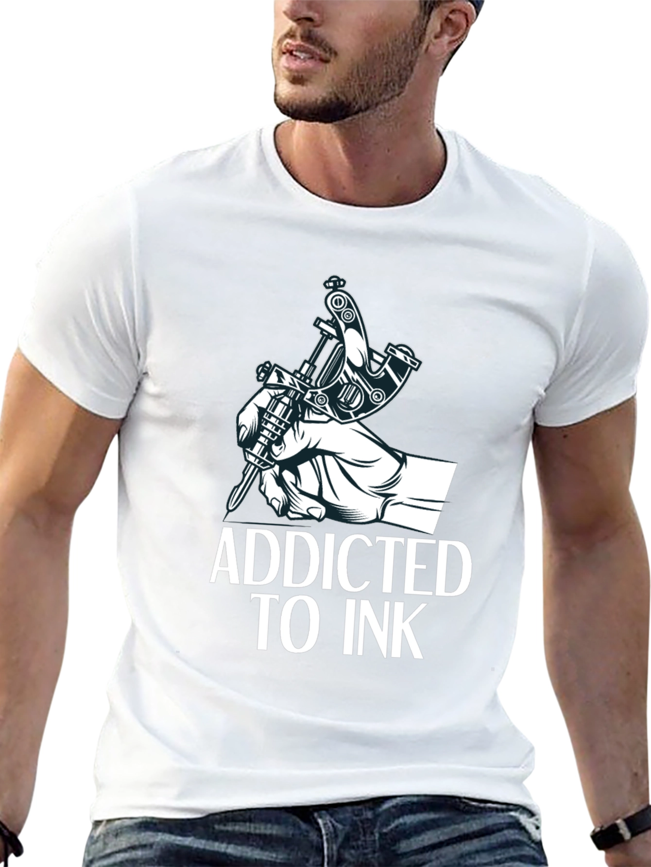 Addicted to Ink Tattoo Machine Graphic Tee - Black
