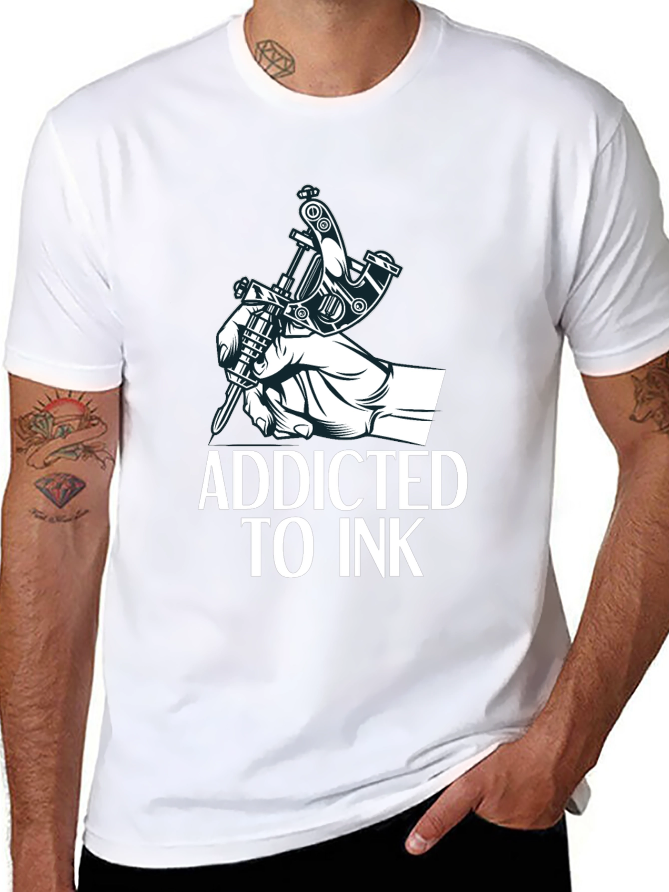 Addicted to Ink Tattoo Machine Graphic Tee - Black
