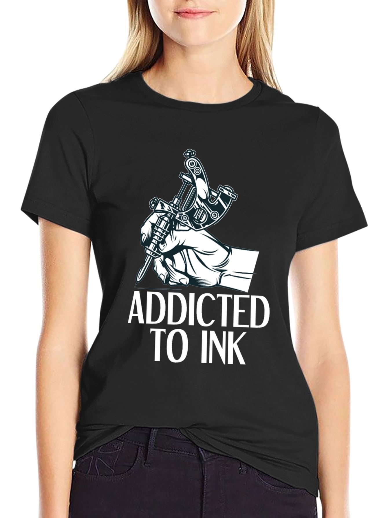 Addicted to Ink Tattoo Machine Graphic Tee - Black