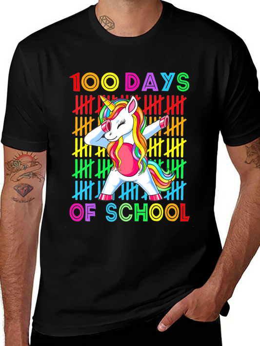 100 Days of School Unicorn Dabbing T-Shirt