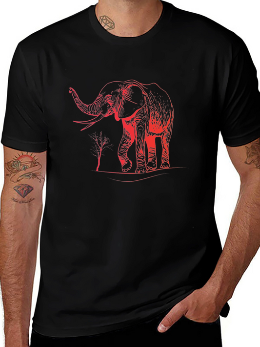 Elephant Graphic Print Black T-Shirt