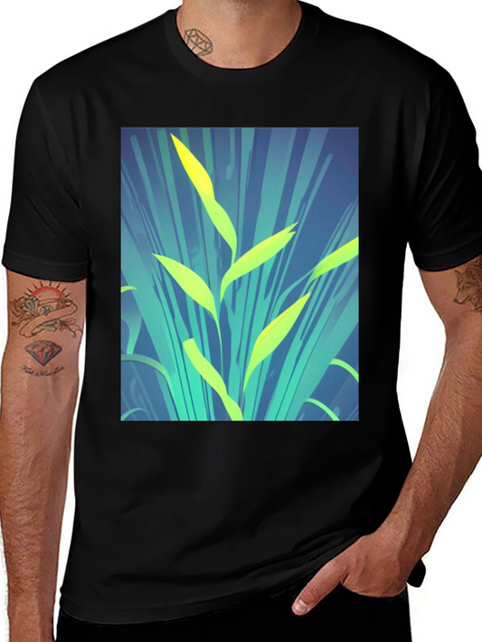 Modern Plant Graphic Tee - Soft Cotton Blend Vibrant Design