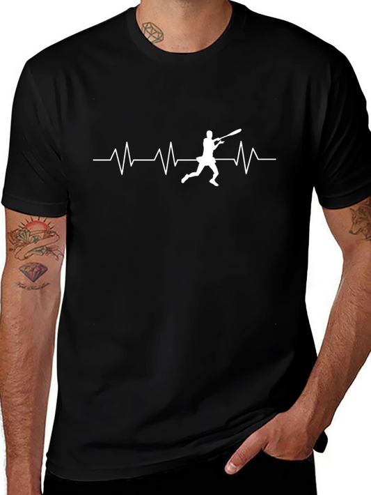 Baseball Heartbeat Graphic Tee - Black