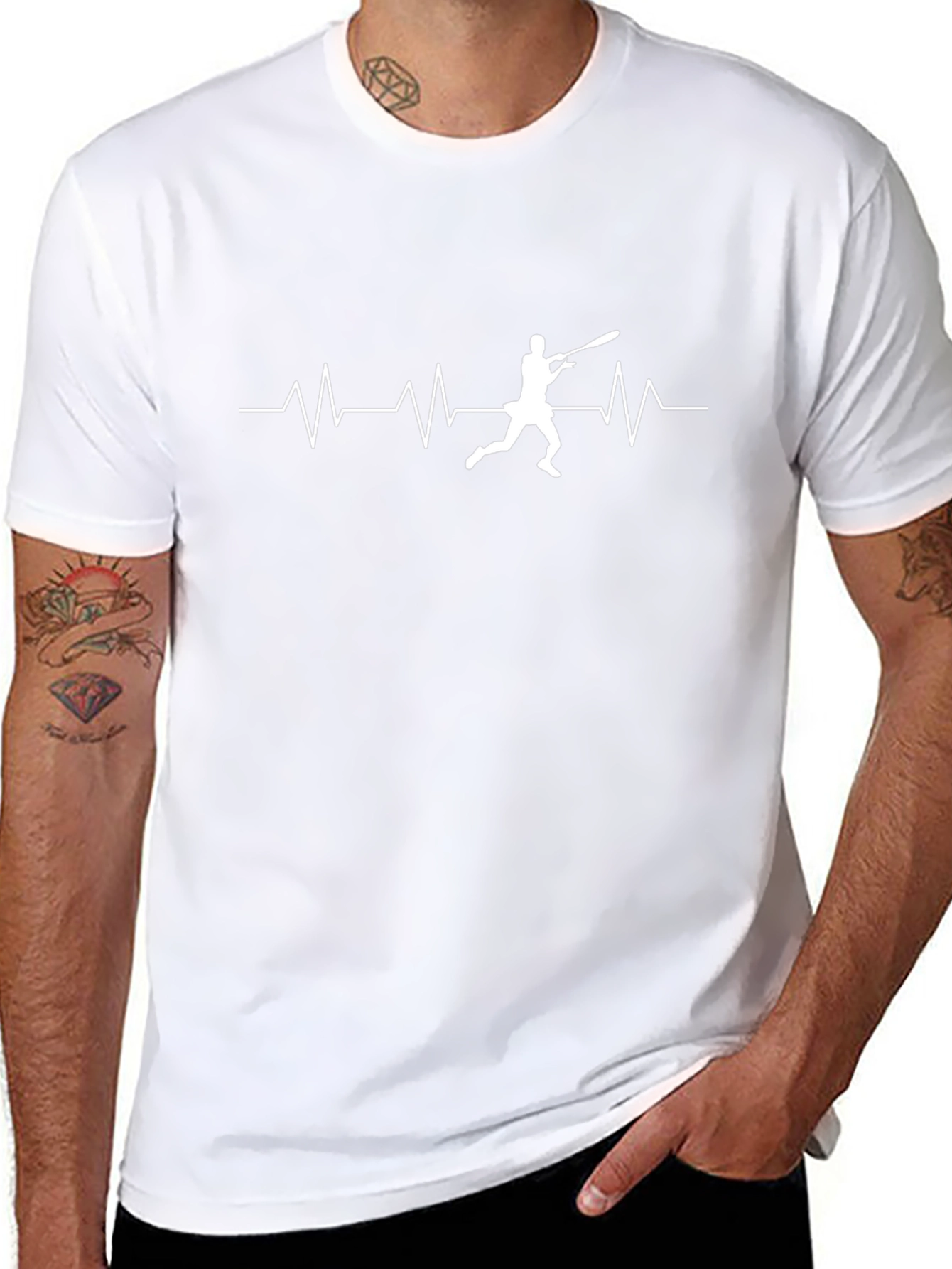 Baseball Heartbeat Graphic Tee - Black