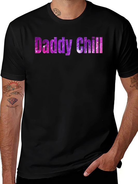 Daddy Chill Galaxy Print Black T-Shirt