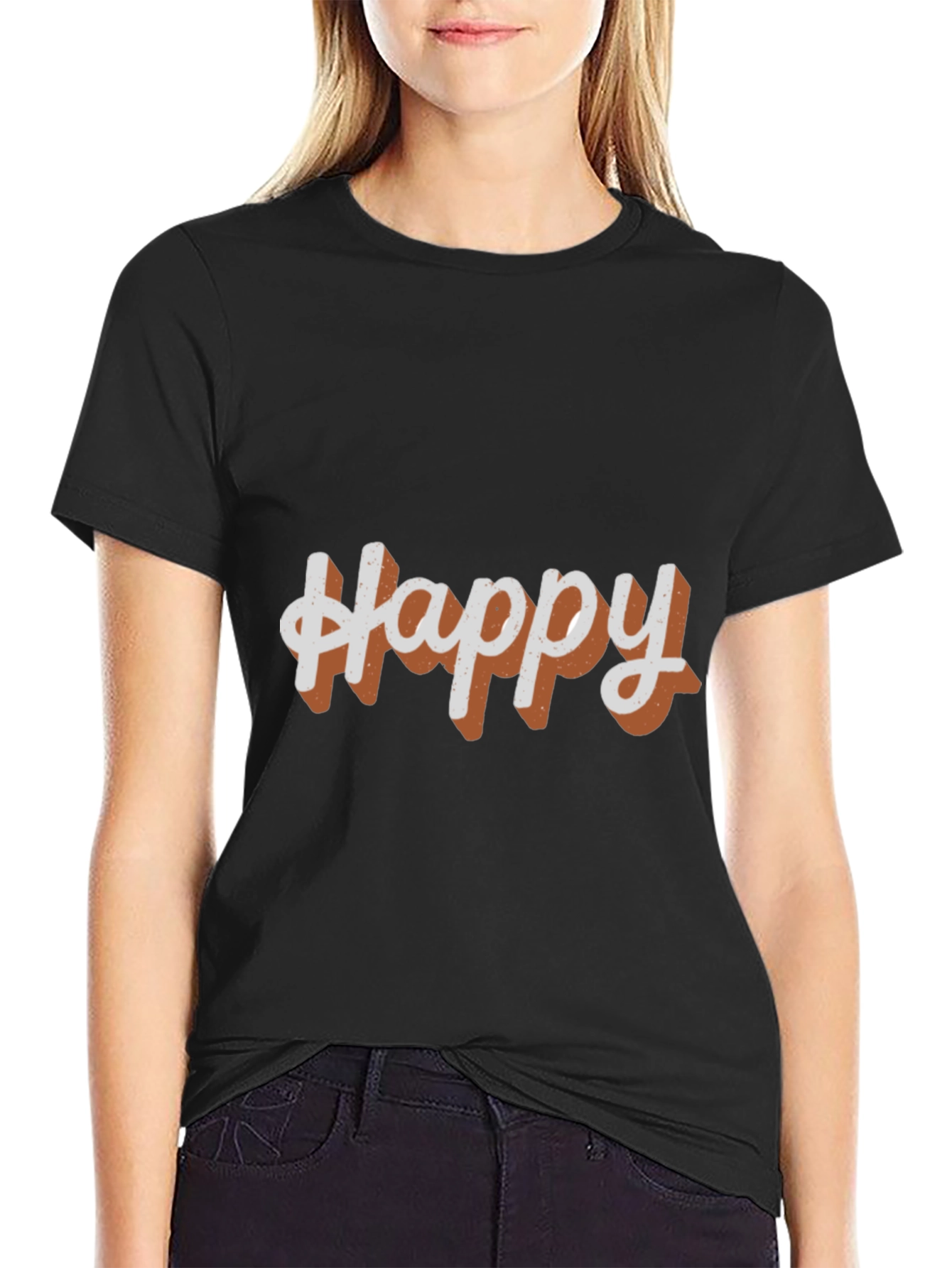 Happy Graphic Tee - Casual Black T-Shirt