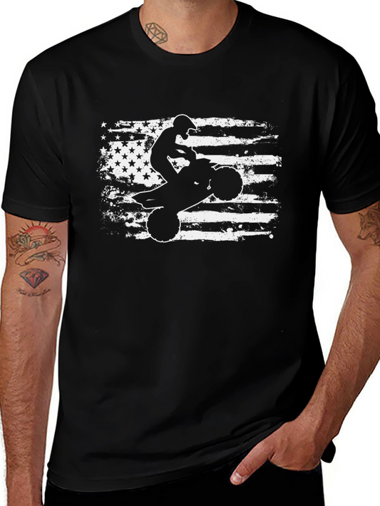 American Flag ATV Rider Black T-Shirt