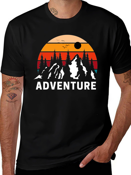 Adventure T-Shirt - Mountain Sunset Design