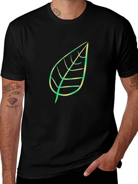 Nature Leaf Graphic Tee - Black Cotton T-Shirt
