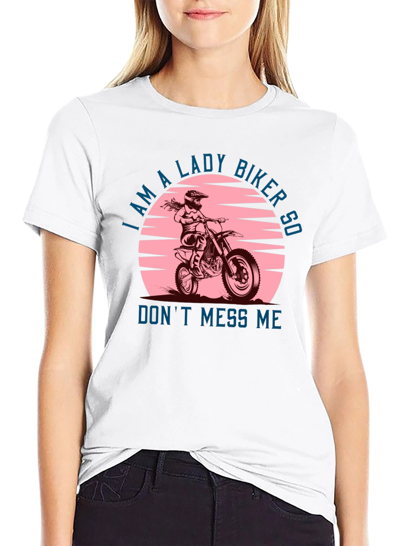 Lady Biker Graphic Tee -  Dont Mess Me T-Shirt