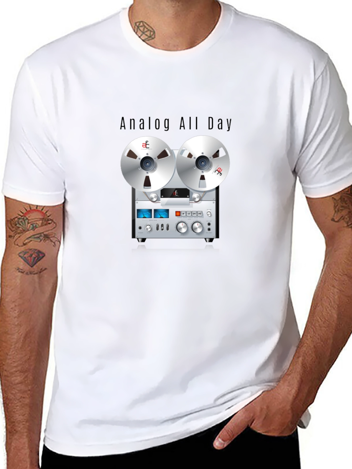 Analog All Day Reel-to-Reel Tape Player Graphic Tee