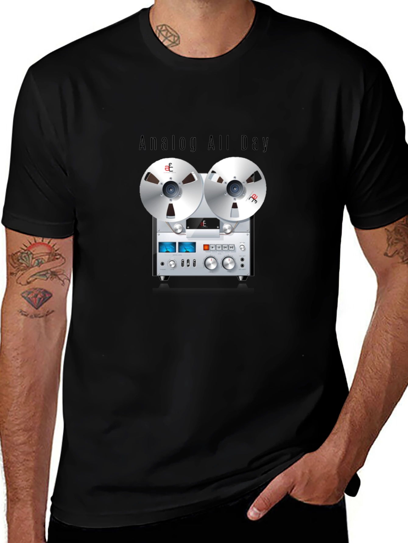 Analog All Day Reel-to-Reel Tape Player Graphic Tee