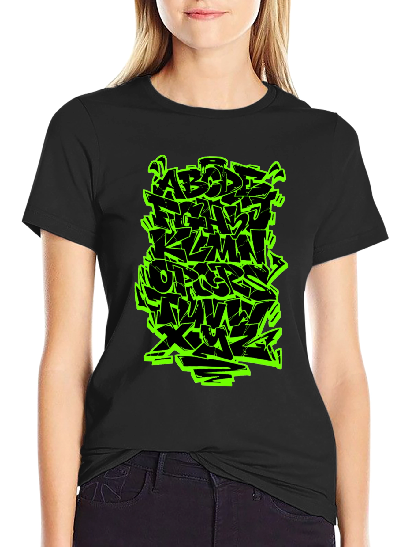 Graffiti Alphabet Black T-Shirt