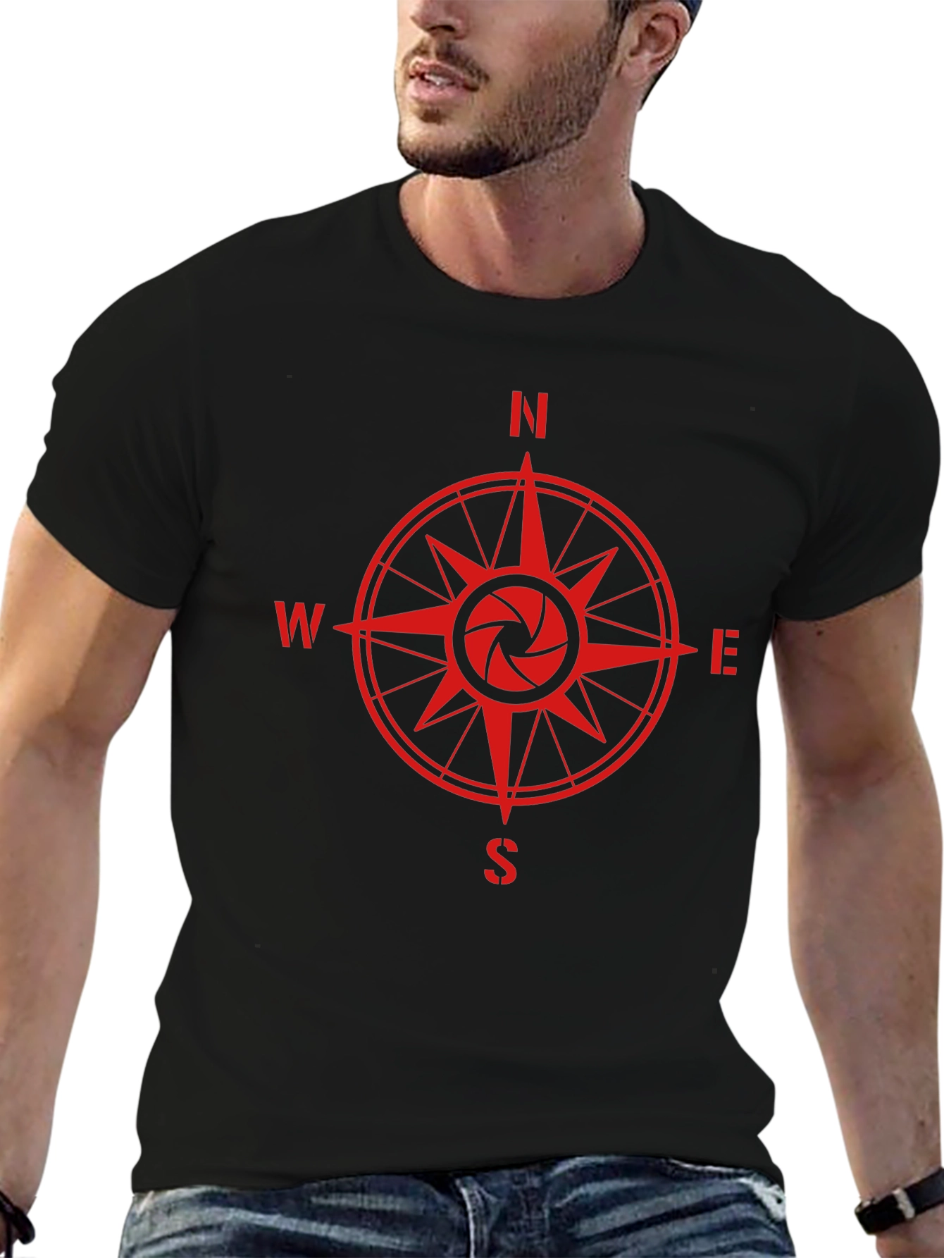 Compass Rose Camera Shutter Graphic T-Shirt