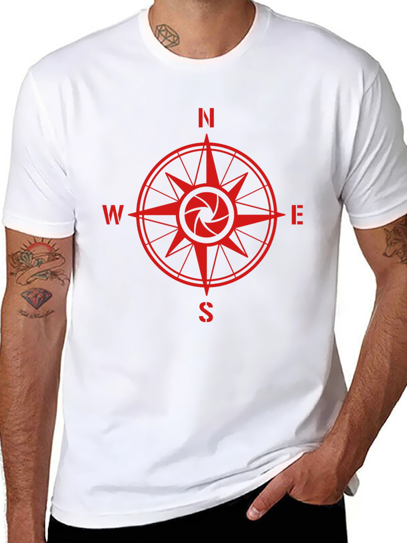 Compass Rose Camera Shutter Graphic T-Shirt
