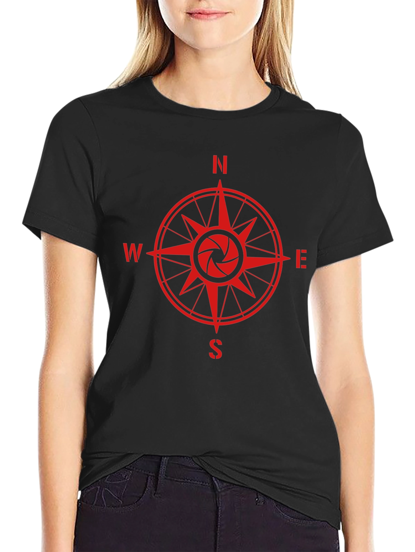 Compass Rose Camera Shutter Graphic T-Shirt