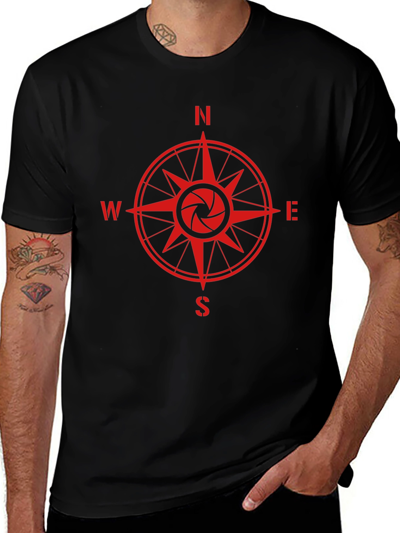 Compass Rose Camera Shutter Graphic T-Shirt
