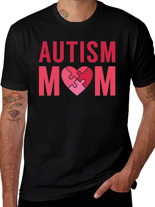 Autism Mom Puzzle Heart Graphic Tee